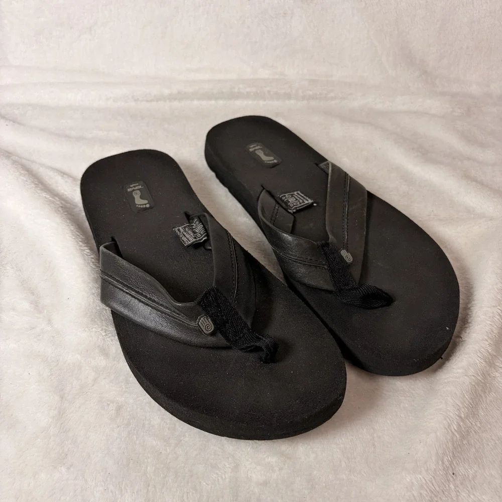 Teva Men's Mush Flip Flop Sandals‎ Black Size 8 S/N 6016 Lightweight Flexible
